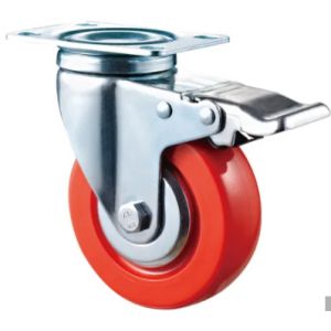 Cheap Locking Wheel Red Urethane Casters With Brakes for sale