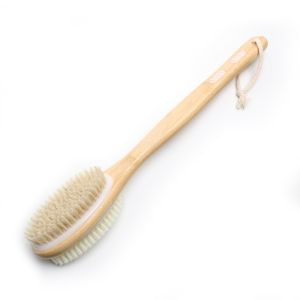 China Dual-Sided Long Handle Exfoliating Back Scrubber Brush with Bamboo Handle on sale
