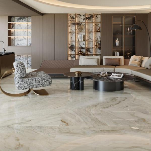 Quality Beige Marble Look Porcelain Tile with Rectangle Shape and Frost Resistance for Thin-set Mortar Installation wholesale