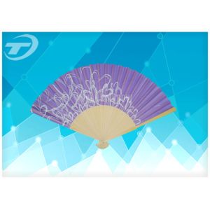 Natural Bamboo Frame Hand Held Wedding Fans Foldable 21cm Silk Printing