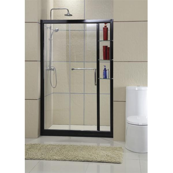 Black Inline With Frames Shower Screen With Outside Shampoo Case CE / EN14428