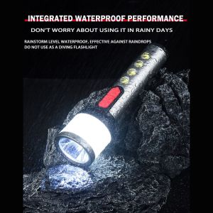 LED Rechargeable Flashlight ABS Aluminum 1LED COB 1200MAH With Type - C Charging