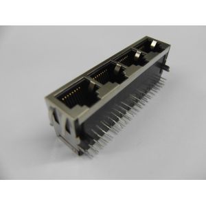 China Factory Customized 15.75mm Depth Shield 2 Port RJ45 Ethernet Jack With LEDs on sale