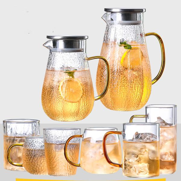 Drip Free Glass Refrigerator Pitcher , Spill Proof Spout Carafe Water Bottle