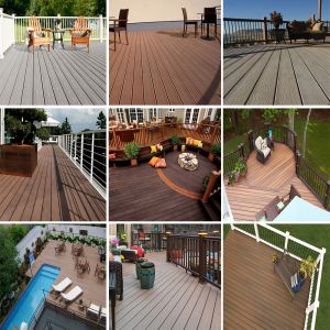 Custom Interlock Outdoor WPC Decking Board Above 18mm Thickness with Wood Grain