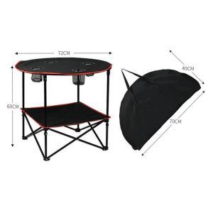 Folding Chair Table Camping Set, Table with 4 Cup Holders, Collapsible Canvas