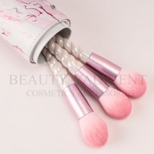 Plating Spiral Handle Powder Single Makeup Brush With Pink Ferrule