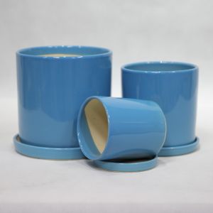 Round Ceramic Pots Waterproof Fireproof for Plant Display