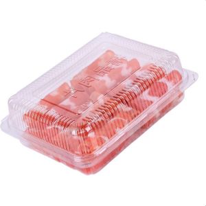 Cheap Customized Disposable 500g Transparent Meat Slices Preservation Frozen Hinge Clam Rectangular Beef Roll Packaging Box for sale