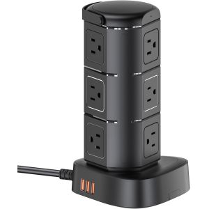 Tower RGB Power Strip Waterproof With 9 AC Outlets, 6ft Extension Cord