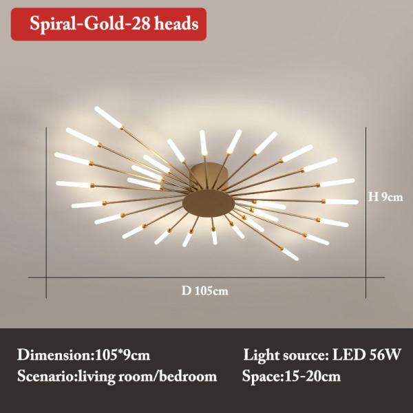 Nordic fireworks ceiling lamp bedroom living room LED black ceiling lights