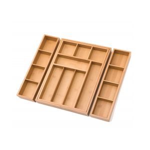 Complex Expandable Natrual Bamboo Storage Drawer Organizer Set