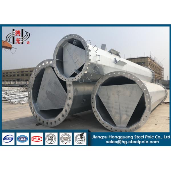 90FT Tapered Steel Tubular Pole With Bitumen Painted , 235-460Mpa Tensile