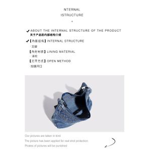 2024 CROSS-BORDER NEW UNDERARM BAG NICHE DESIGN RETRO WASH DENIM BAG SENIOR