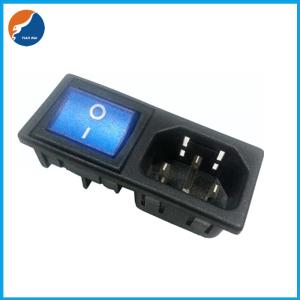 Cheap R14-B-1FB2 10A 250VAC 3 Pin C14 Inlet Connector Plug Power Socket With Rocker Switch Fuse Holder for sale