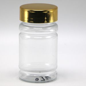 80ml PET Pill Medicine Bottle with Customized Color and Gold Silver Coating Caps