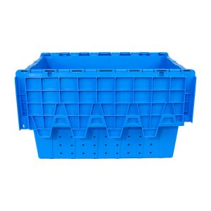 Supermarket Plastic Tote Box with Lid in Customized Color and Durable Handling