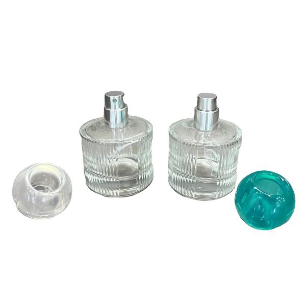 Beverage Glass Cylinder Shape Striped Classical Fragrance Parfum Spray Bottles