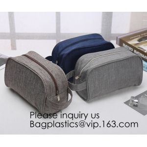 Cosmetic Toiletry Bag Mens Canvas Leather Travel Kit Wash Makeup Bag,organic cotton canvas makeup bag with zipper make-u