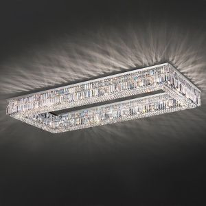 Square Round K9 Crystal Flush Mount High Ceilings Chandeliers ODM