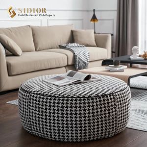 Ottoman Foot Rest Stool Multifunctional Houndstooth Footstool 80cm
