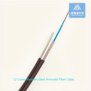 12 Cores Self- Supporting Spiral Armored Fiber Patch Cable 7.0x4.0mm Black LSZH