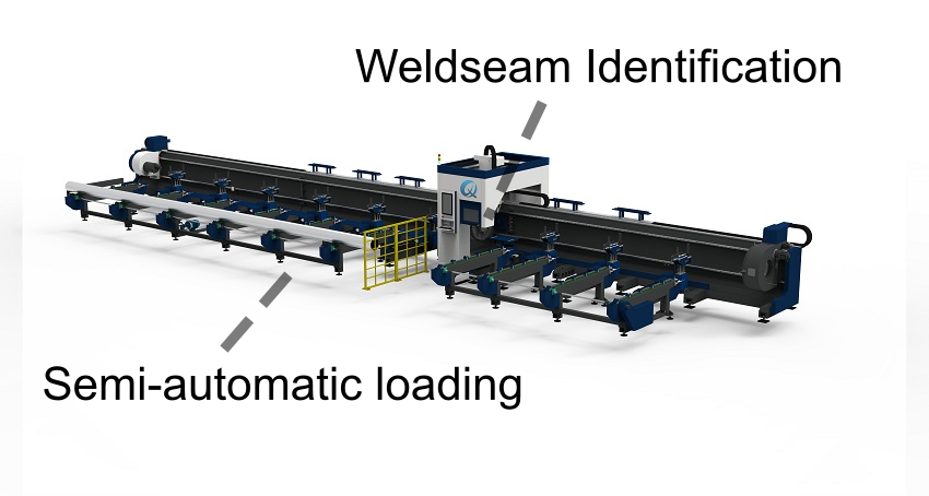 QH-GC3-H    3-Chuck Heavy Duty Lathe Tube Cutting Machine Weldseam Identification Semi-automatic Loading