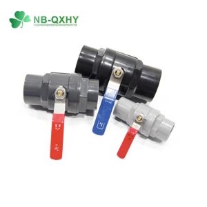 PVC 2 Piece Valve with Straight Through Type and Two Stainless Steel Handle Ball