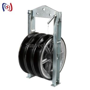 Overhead Power Line Triple Aluminum Wheel Conductor Stringing Blocks