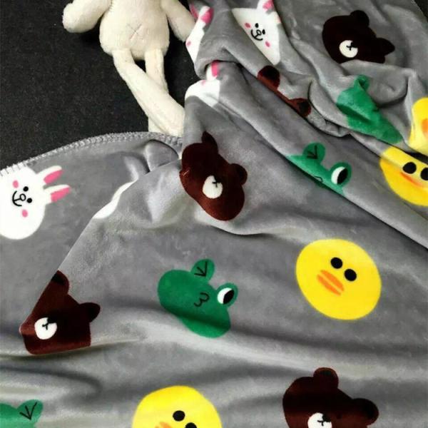 Teddy Bear Cartoon Print Blanket / Animal Print Baby Flannel Blanket Eco Friendly