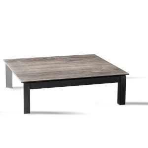 Cheap Rectangle Artistic Coffee Tables , Tempered Glass Coffee Table Black Leg for sale