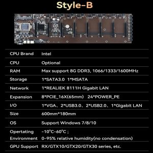 8 GPU Mining Rig Slot Mainframe With High Power Supply And Four Cooling Fan