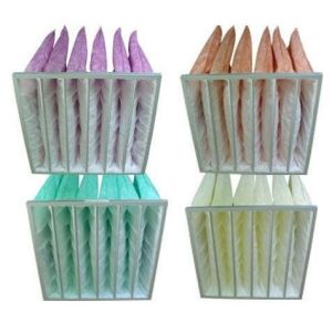 Glass Fiber Medium F5 F6 Bag Filter With 8 Pockets Green Yellow