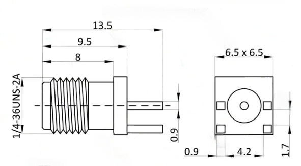 Small SMA Female Connectors Customized SMA PCB Edge Mount Connector