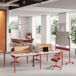 FLEX Modern Aesthetics Design 4 People Workstation Desk With Collaborative