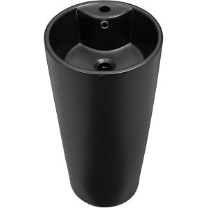 Glossy White Ceramic Pedestal Bathroom Sinks With Chrome Finish Overflow