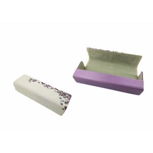 White Eyeglasses Iron Optical Glasses Case With Elegant Flowers Printing
