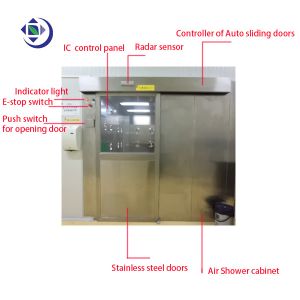 3 Side Blowing One Person Mirror SS304 Air Shower Room With UV Light