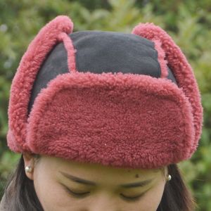 China Fashion Real Genuine Leather Hats , Leather Bomber Hat Custom Size on sale