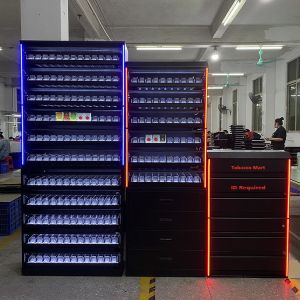 Satom Customized Metal Cigarette Tobacco Display Cabinet Stand With Door For