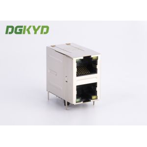 8P8C Cat5/5e 100Mb Stacked 2 Port RJ45 Jack Combo With Transformer