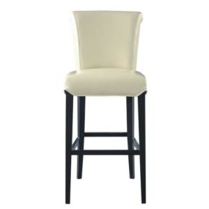 High back white pu upholstery beech wood frame wooden barstool/counter stool