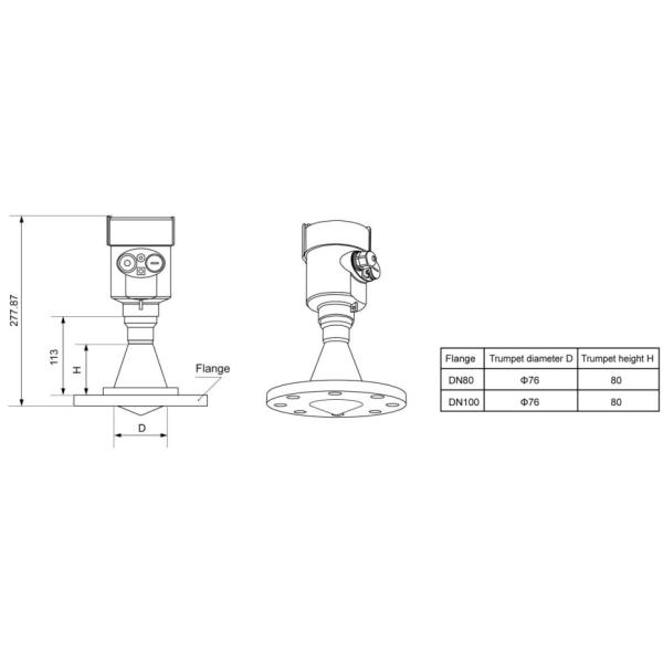 26GHz 4-20mA HART Radar Liquid Level Senor KLD Series For River Lake