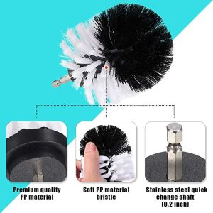 White Soft Bristle Cordless Drill Attachment Cleaning Brush For Car Seats Carpet