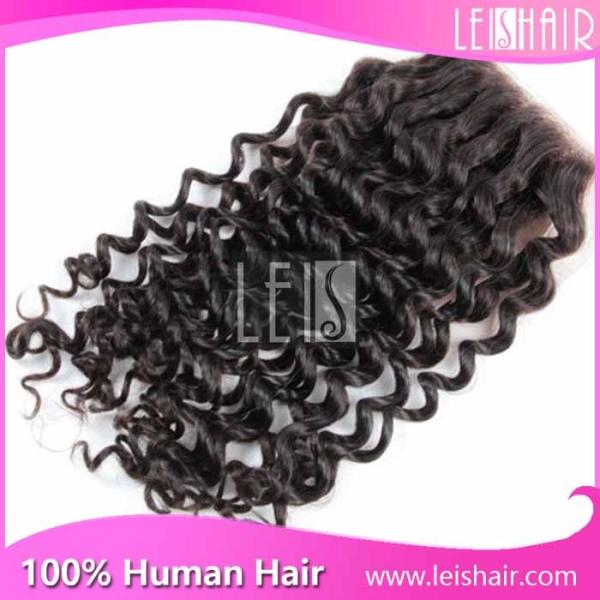 Quality fashion peruvian virgin hair curly wave lace closure wholesale