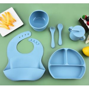 Children Dining Plate Tableware Suction Cup Feeding Set Food Grade Silicone Bowl