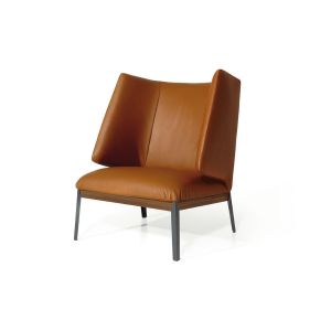 China Giorgetti Arflex Hug Armchair / Small Brown Leather High Back Armchair on sale
