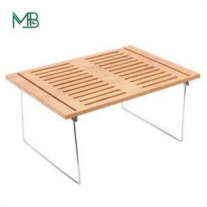 Natural Bamboo Free Standing Shelf Stackable Kitchen Cabinet Organizer