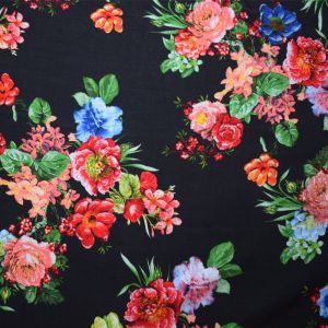 Woven Flower Viscose Fabric Texture Customized Digital Printing Light Blue