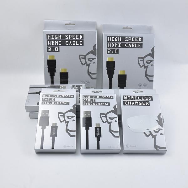 Silver Grey Fast Mobile Charging USB Data Cable Packaging Box